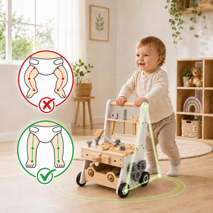 Montessori activity walker with learning activities