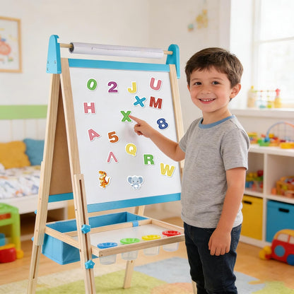 Montessori inspired wooden art easel for kids
