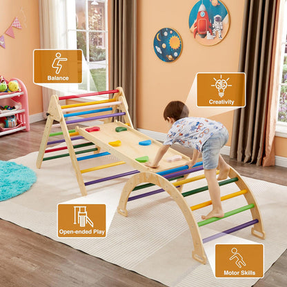 3-in-1 Wooden Climbing Triangle Set for kids and family play, image 5