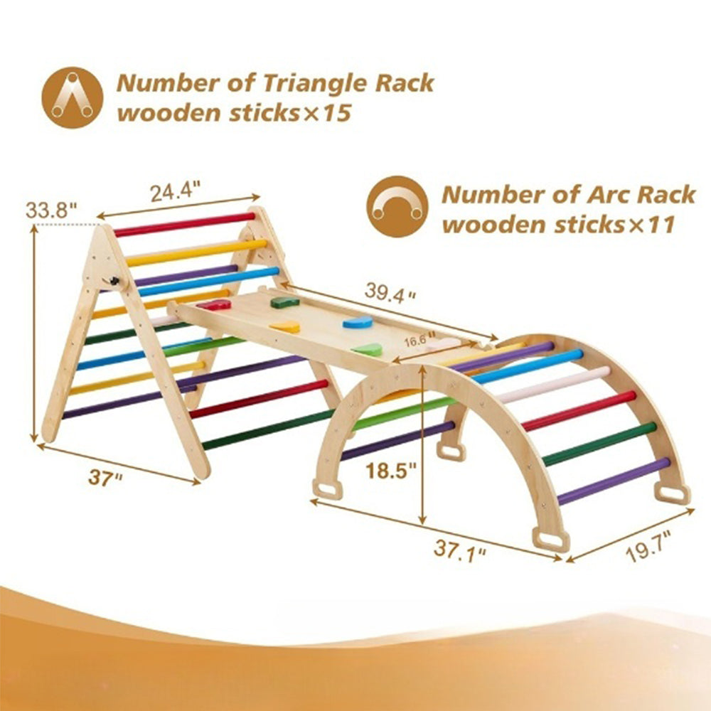 3-in-1 Wooden Climbing Triangle Set for kids and family play, image 2