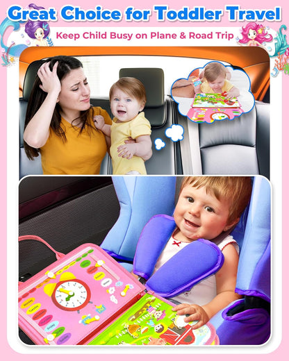 Montessori Busy Book with Zipper Button and Shoelace Activities