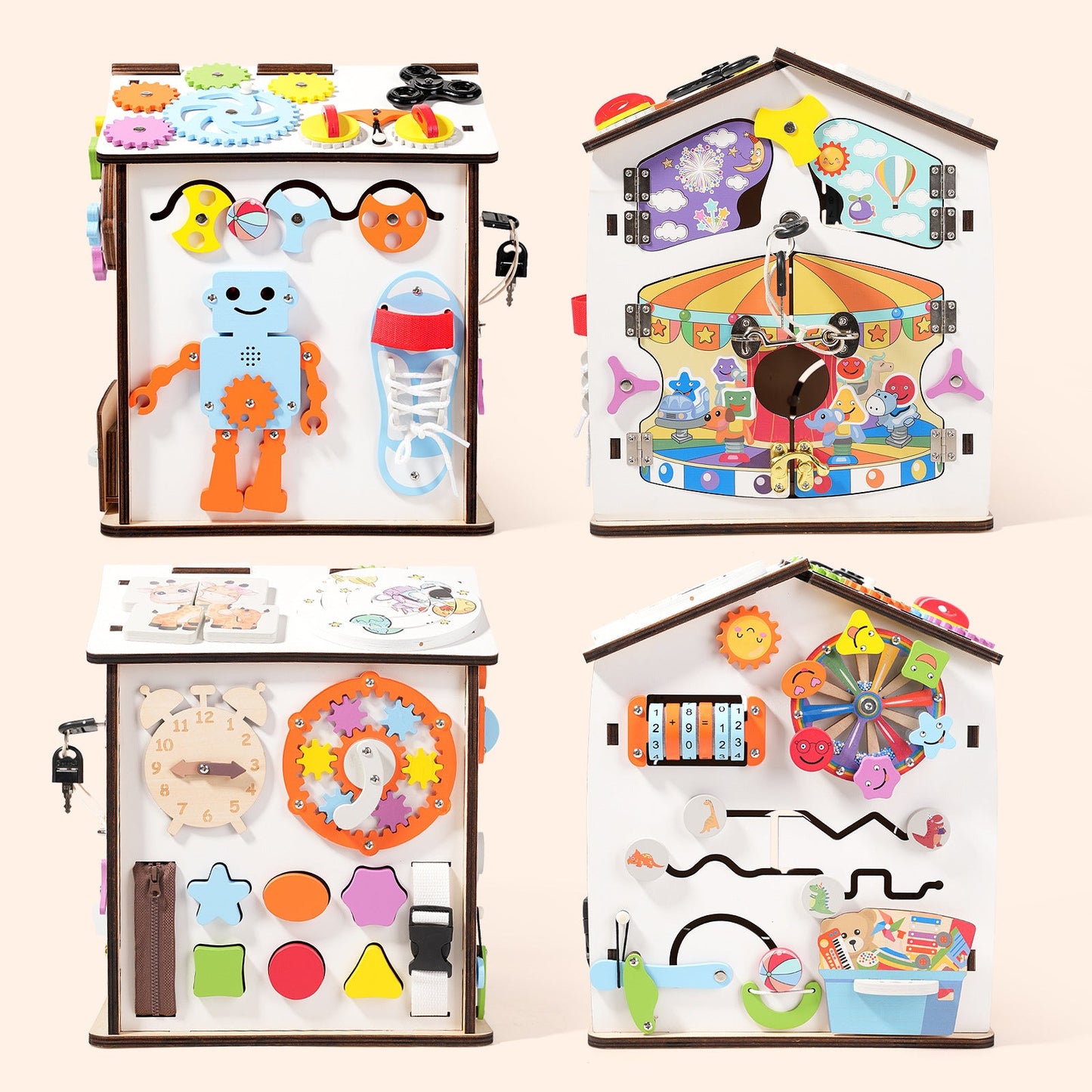 Large Wooden Busy House for kids and family play, image 3
