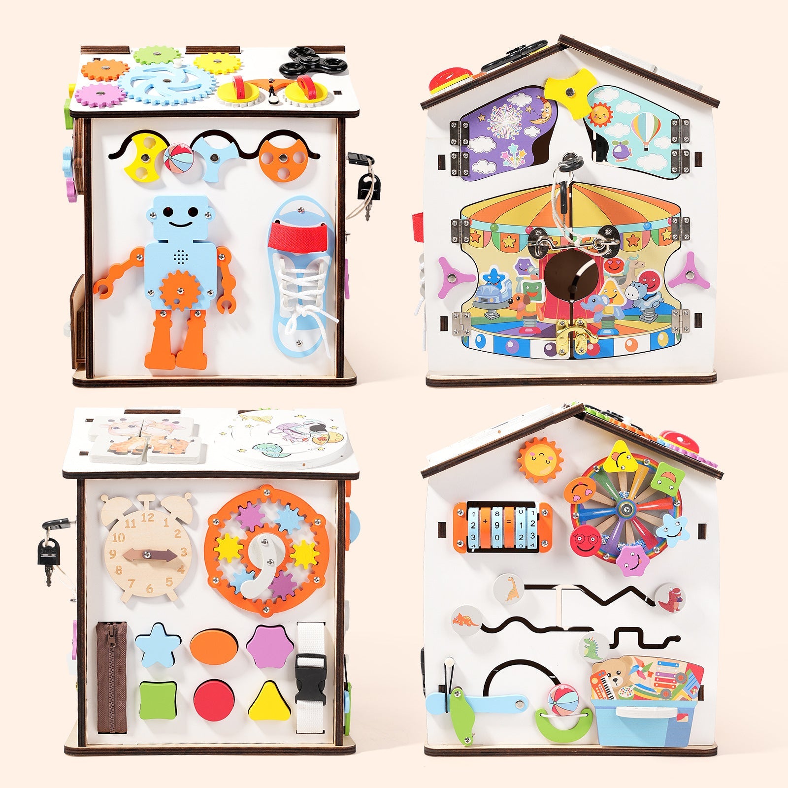 Large Wooden Busy House for kids and family play, image 3