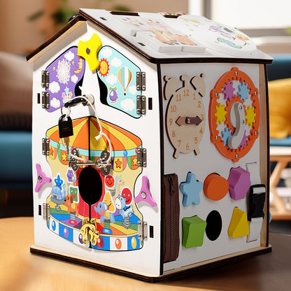 Large Wooden Busy House for kids and family play, image 4