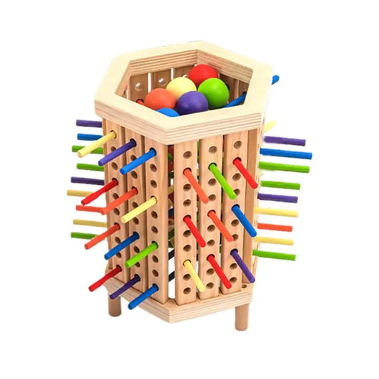 Montessori color sorting toy with colorful wooden pieces for toddlers
