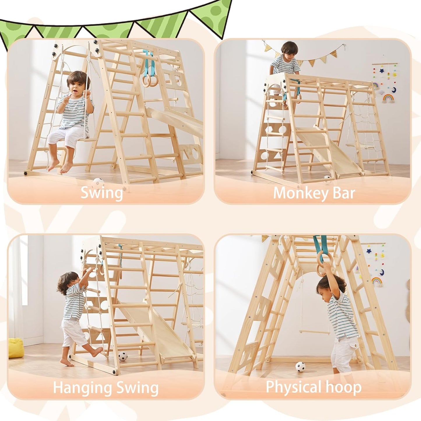 Indoor Climbing Gym with Slide - Classic Set for kids and family play, image 2