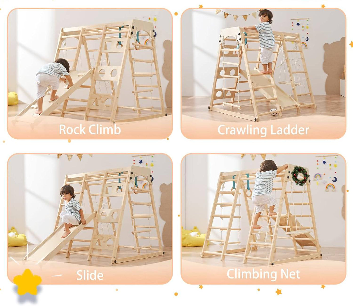 Indoor Climbing Gym with Slide - Classic Set for kids and family play, image 4