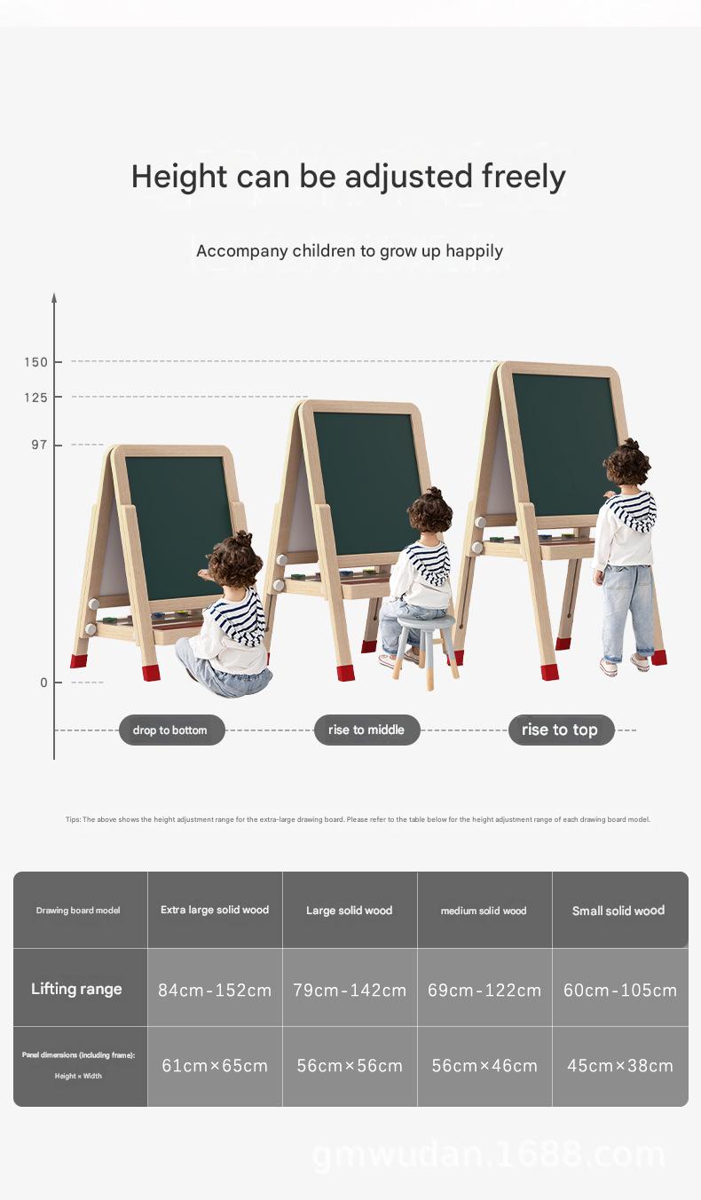 Kidsstaffelei Wooden - H Henverstellbare Maltafel With Whiteboard & for kids and family play, image 3