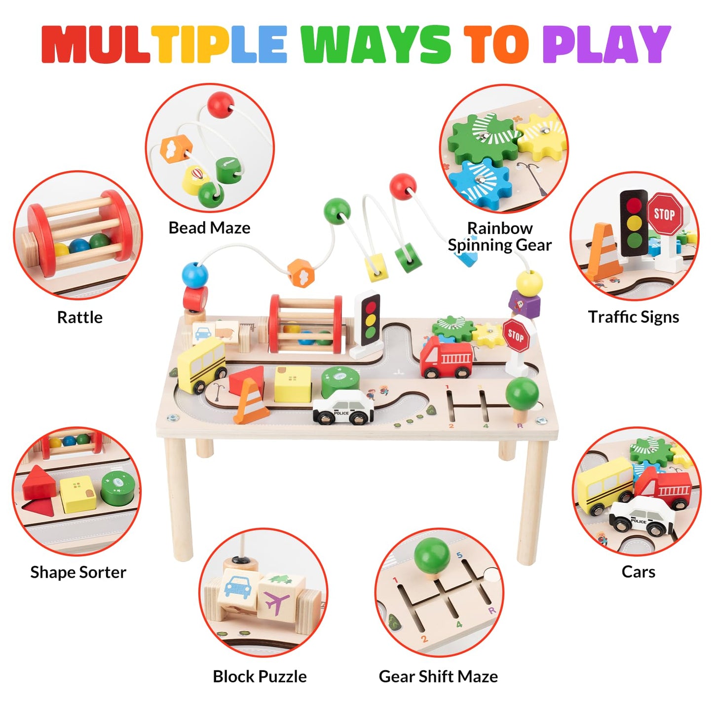 Montessori inspired wooden learning table for children

