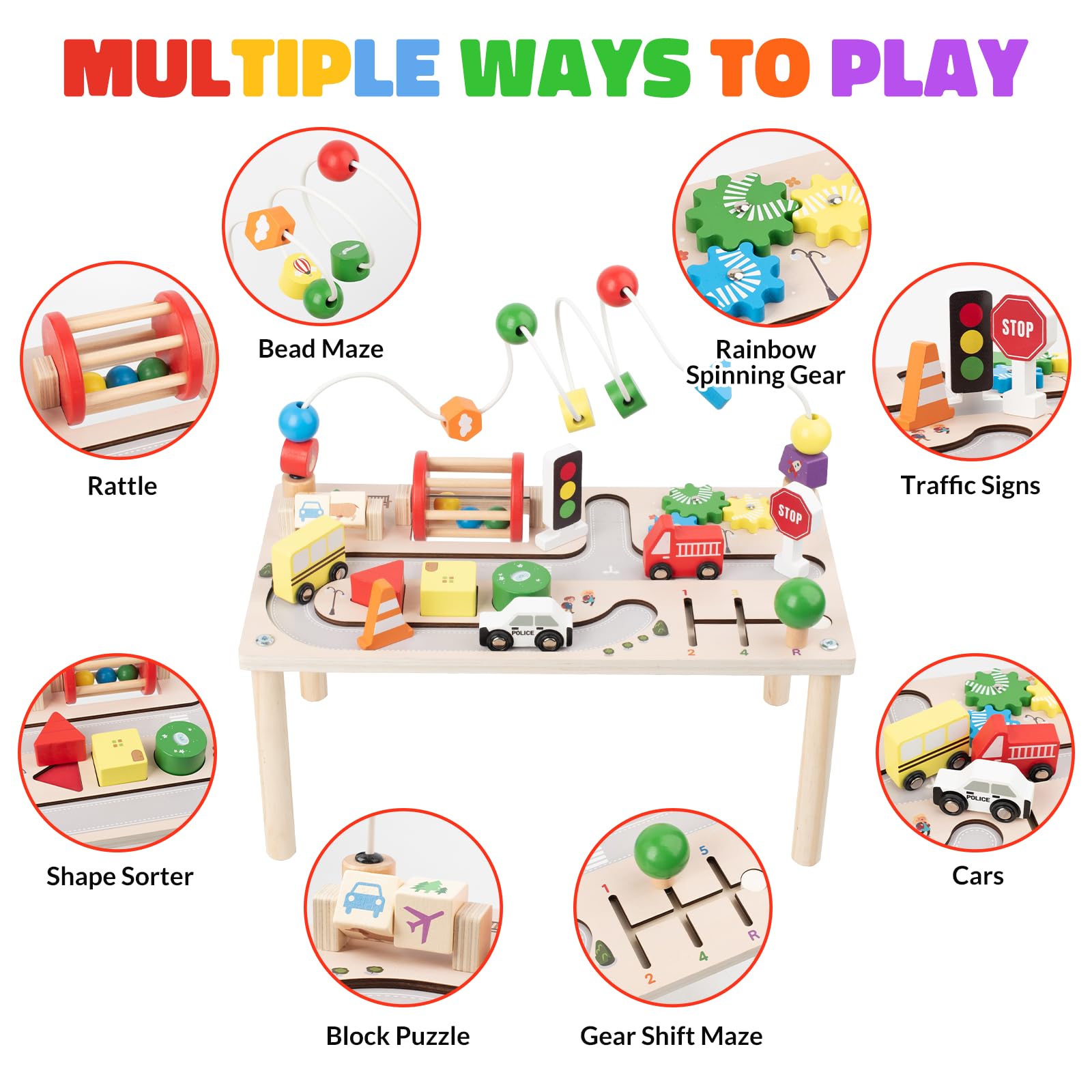 Montessori inspired wooden learning table for children
