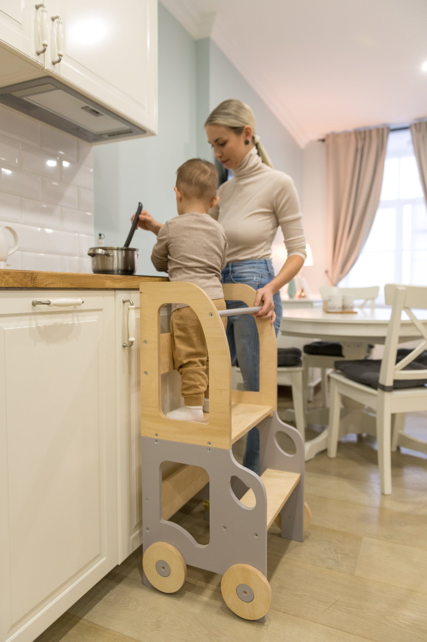 Classic 3-in-1 Convertible Learning Tower for kids and family play, image 11