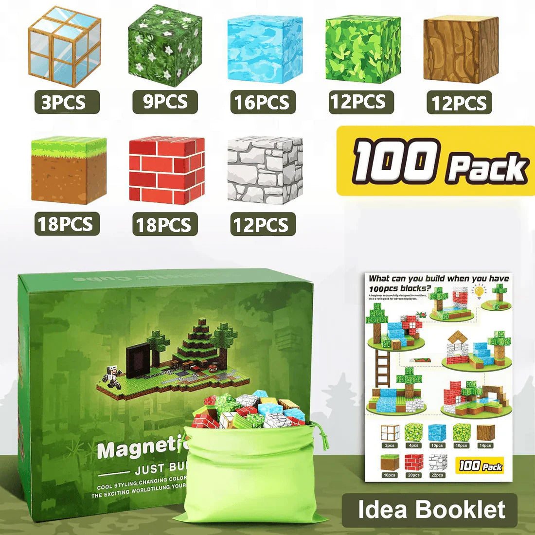 Magnetic Building Blocks Set - Large Set for kids and family play, image 3