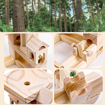 Montessori marble run toy supporting fine motor skills development