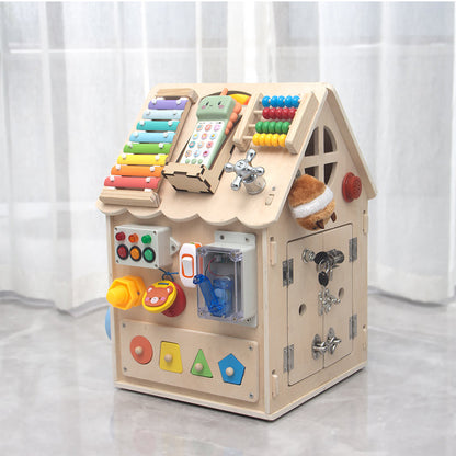 Wooden Busy House Activity Toy - with Xylophone for kids and family play, image 4