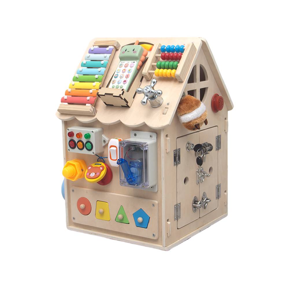 Wooden Busy House Activity Toy - with Xylophone for kids and family play, image 1