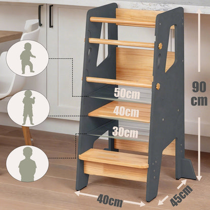 Montessori tower kitchen helper for kids learning cooking and family activities