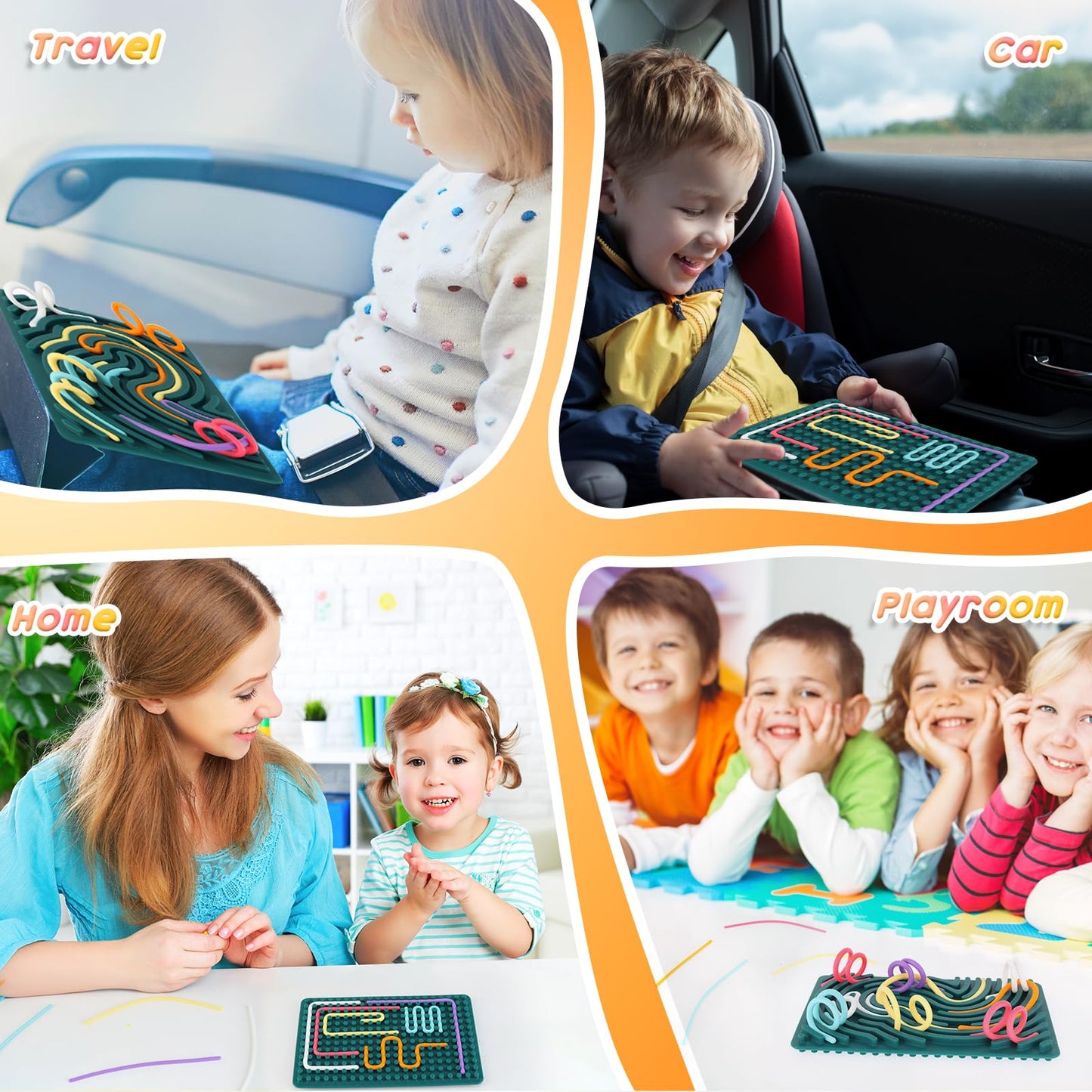 Portable Montessori travel toy for toddlers during car rides and flights