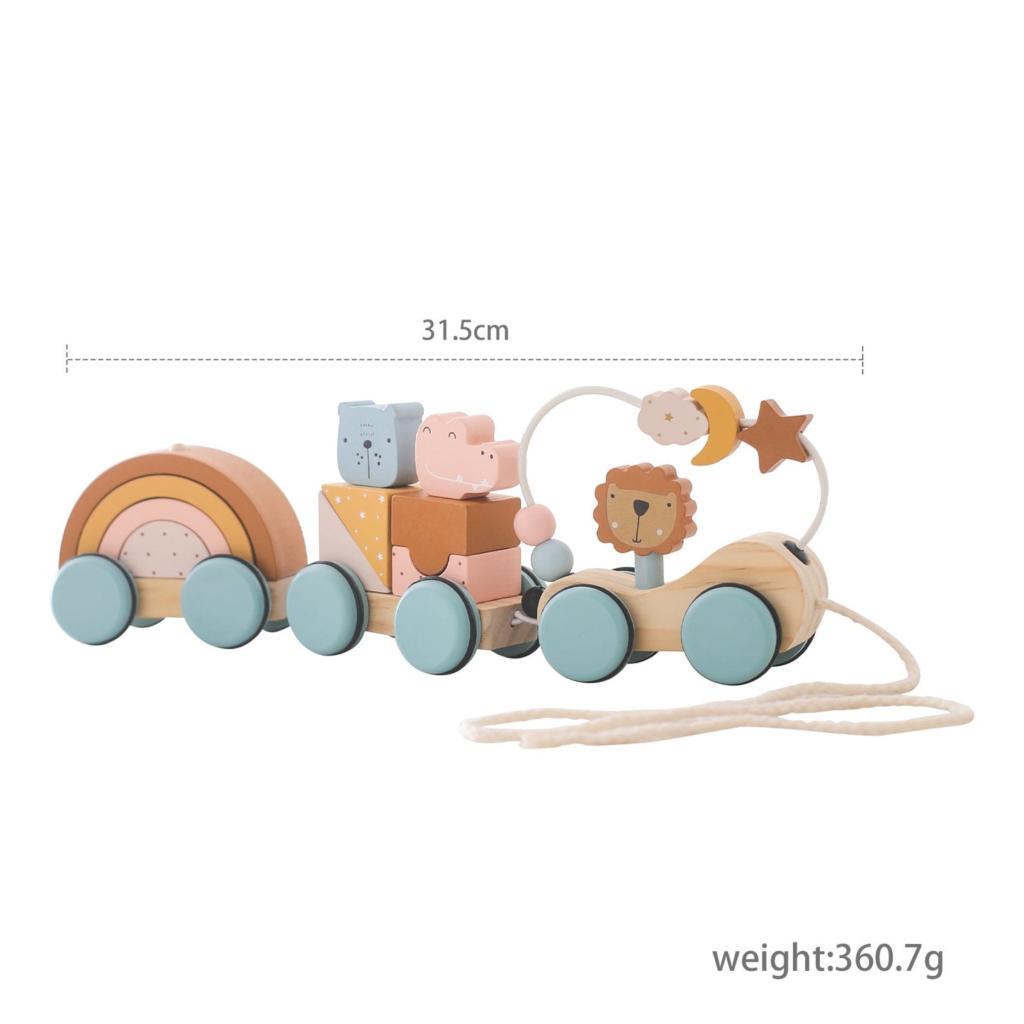 Wooden Animal Stacking Train for kids and family play, image 4