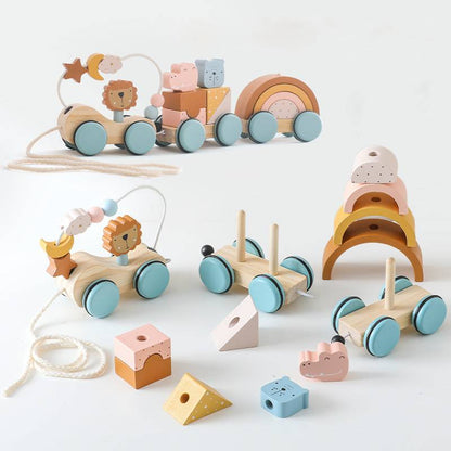 Wooden Animal Stacking Train for kids and family play, image 5