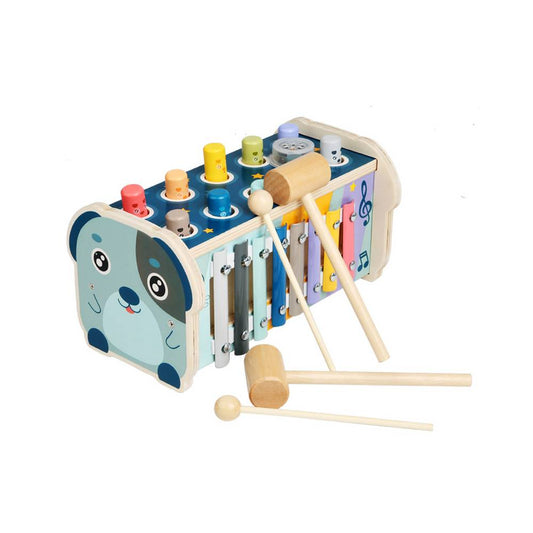 Montessori wooden hammer toy 3-in-1 with xylophone sorting box and activity games