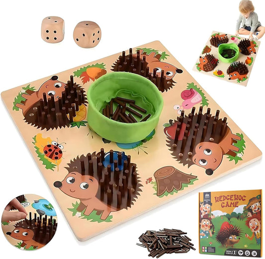 Montessori wooden hedgehog counting game for kids
