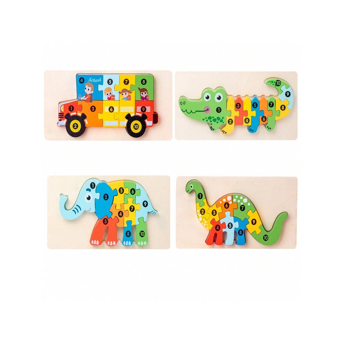 Montessori wooden puzzle for toddlers with colorful learning pieces