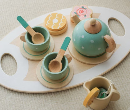 Wooden Tea Set - with Wheels for kids and family play, image 7