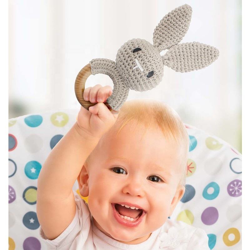 Montessori wooden baby teether set in multiple colors