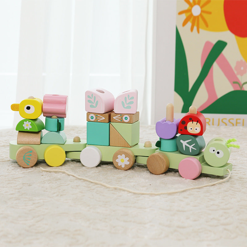 Wooden Stacking Train for kids and family play, image 3