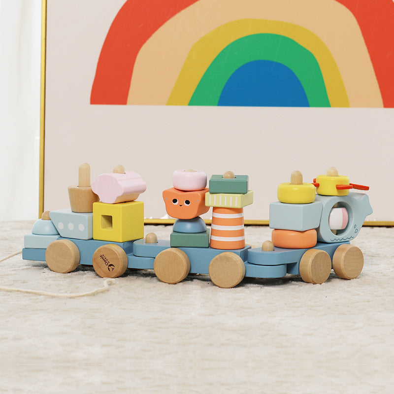 Wooden Stacking Train for kids and family play, image 2