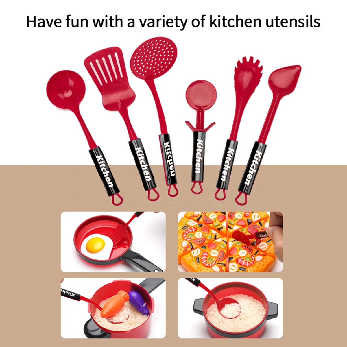 Wooden Play Kitchen - with Wheels - Deluxe Set for kids and family play, image 2