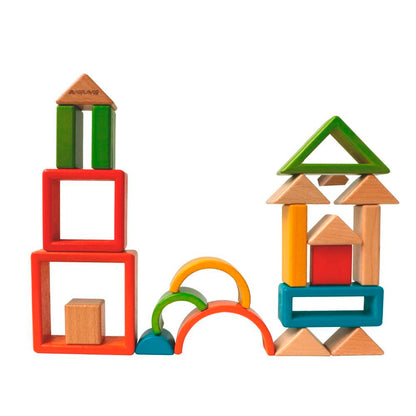 Rainbow Wooden Building Blocks - Rainbow Set for kids and family play, image 3