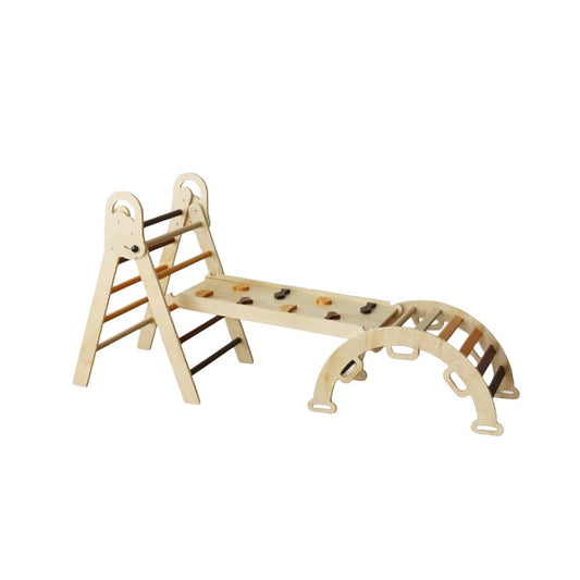 Foldable Wooden Climbing Triangle - With Slide for kids and family play, image 1