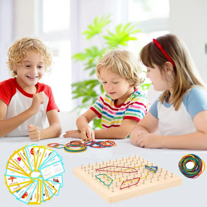 Wooden Geoboard for kids and family play, image 4