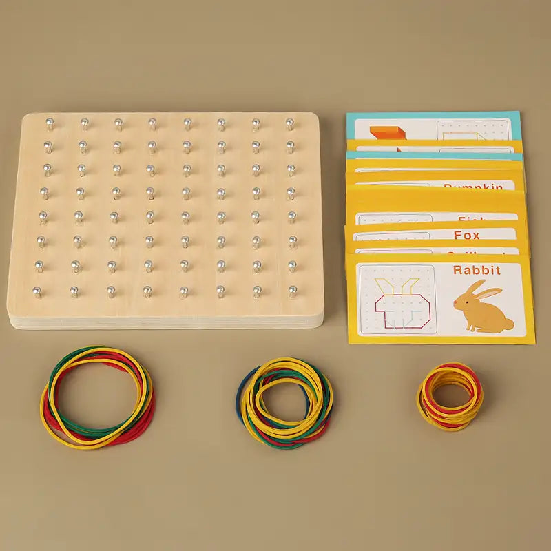 Wooden Geoboard for kids and family play, image 5