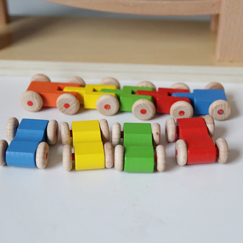 Autorennbahn Wooden - Bunte Rutschbahn 6 Autos - With Ramp for kids and family play, image 4