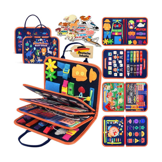 8-Page Felt Busy Board Quiet Book - Animal Party Theme for kids and family play, image 1