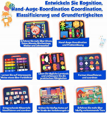 8-Page Felt Busy Board Quiet Book - Animal Party Theme for kids and family play, image 4