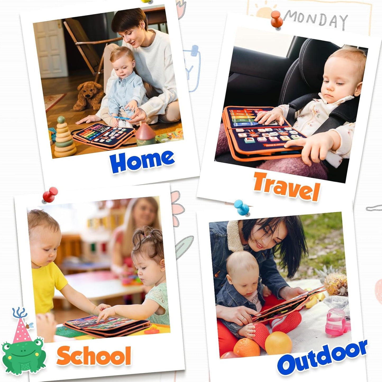 8-Page Felt Busy Board Quiet Book - Animal Party Theme for kids and family play, image 6