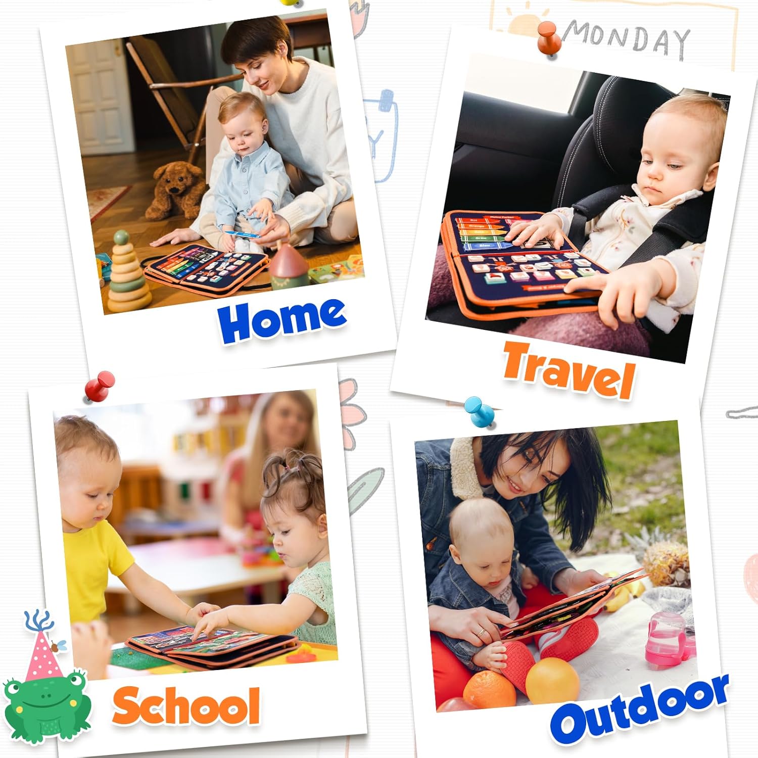 8-Page Felt Busy Board Quiet Book - Animal Party Theme for kids and family play, image 6