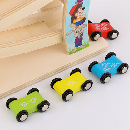 with Slide Wooden Car Ramp Racer for kids and family play, image 3