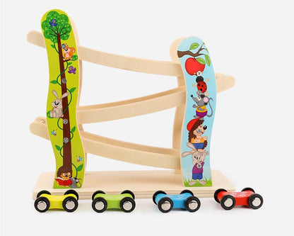 with Slide Wooden Car Ramp Racer for kids and family play, image 4