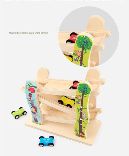 with Slide Wooden Car Ramp Racer for kids and family play, image 6