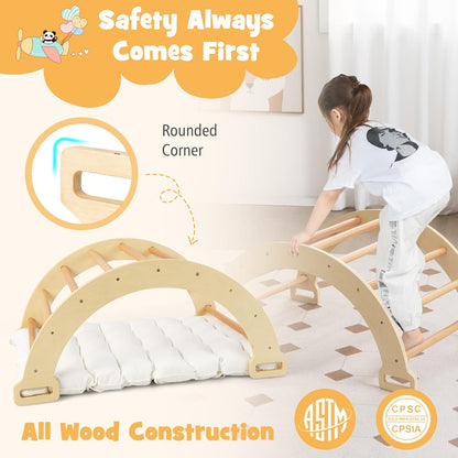 3-in-1 Wooden Climbing Arch for kids and family play, image 2