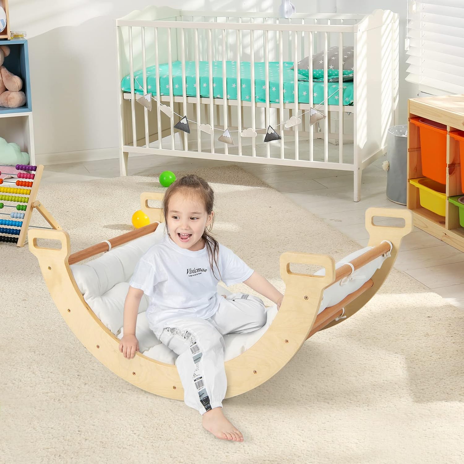 3-in-1 Wooden Climbing Arch for kids and family play, image 3