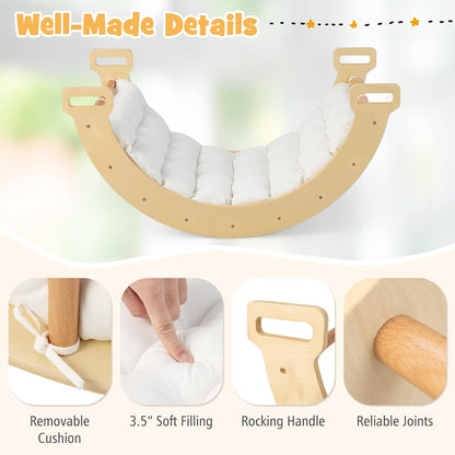3-in-1 Wooden Climbing Arch for kids and family play, image 6