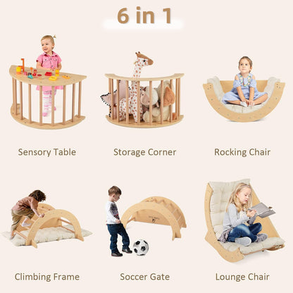Wooden climbing arch designed for toddlers indoor active play