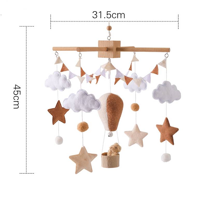 Panda bamboo themed felt baby mobile with natural nursery colors