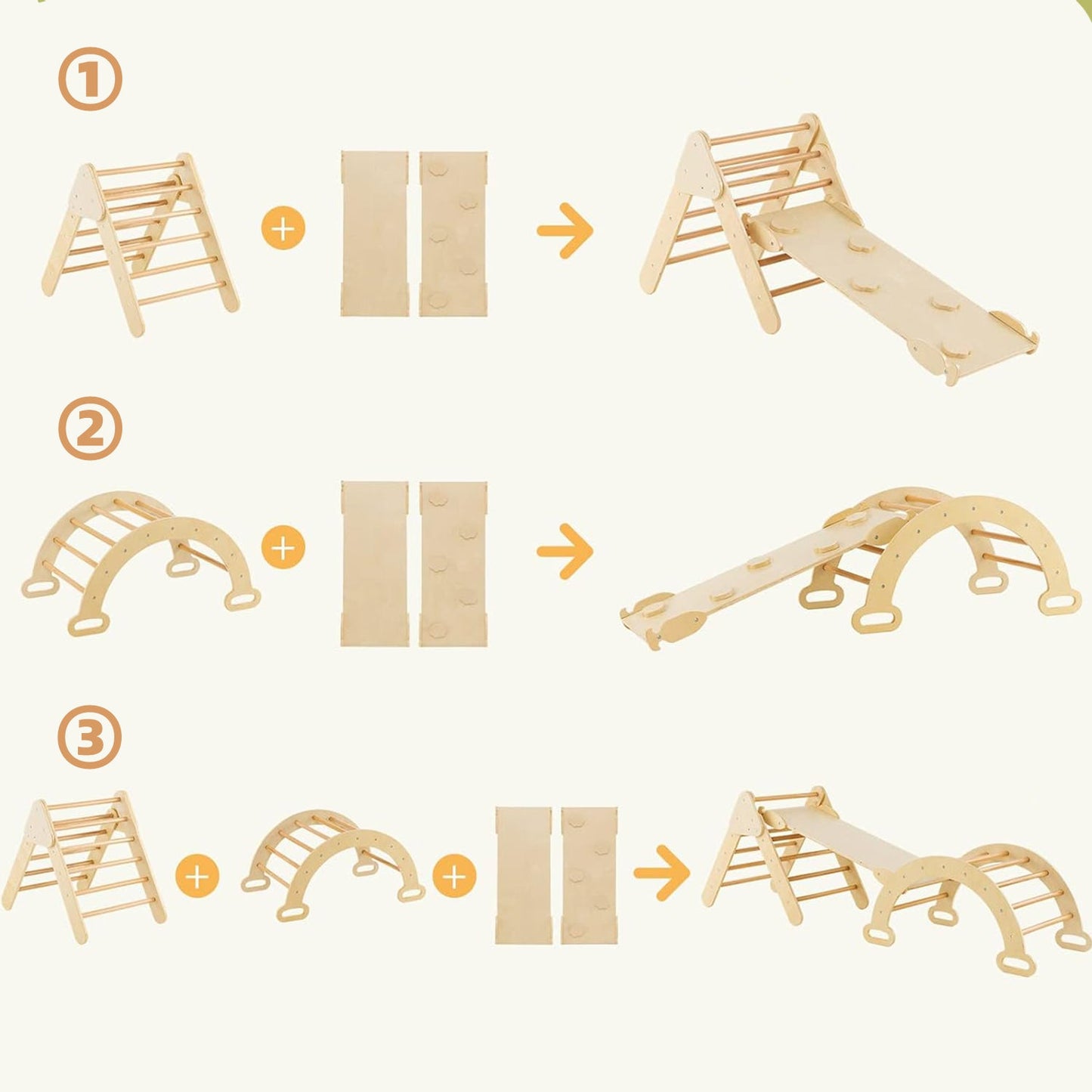 Indoor wooden climbing toy for toddlers to develop balance and coordination
