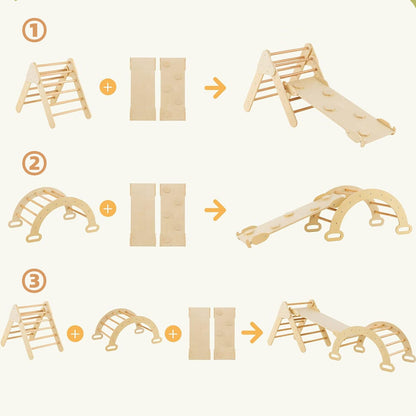 Indoor wooden climbing toy for toddlers to develop balance and coordination